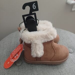 NEW Wonder Nation tan faux fur lined suede boots infants sz 6